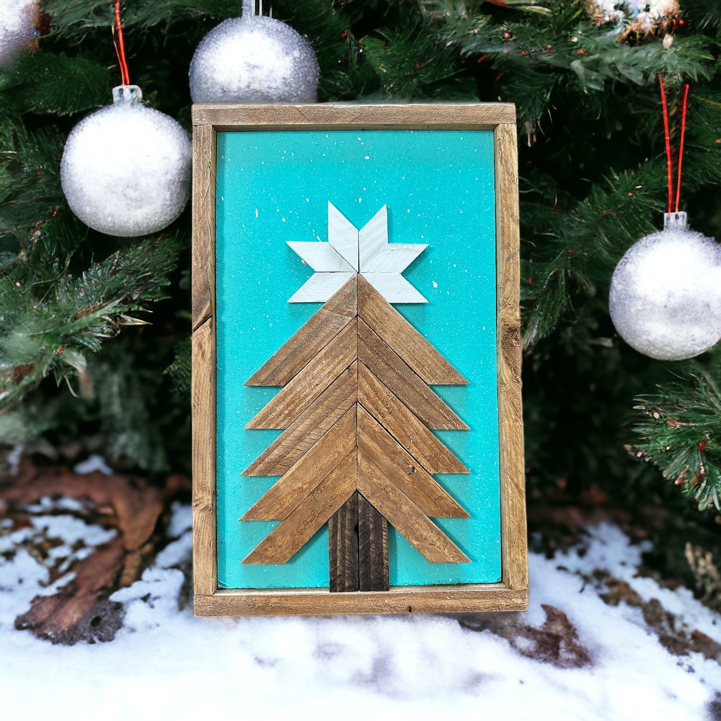 Teal Blue Tree 13x8